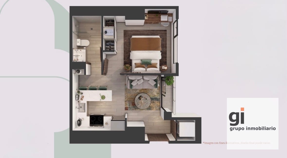 Apartamento de 1 dormitorio en edificio sobre Las Américas — Apartamento en Venta en Zona 13, Guatemala, Ciudad — foto 10 de 11