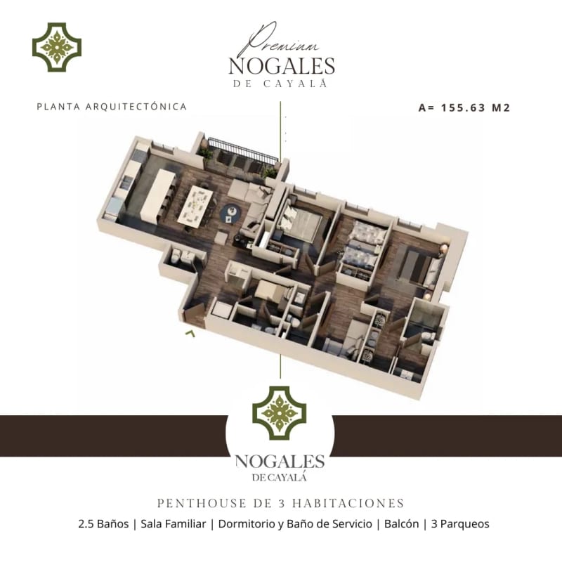 PENTHOUSE EN VENTA 3 Hab.| Nogales, Cayalá Z.16 — Apartamento en Venta en Ciudad Cayalá, Zona 16, Guatemala, Ciudad — foto 5 de 6