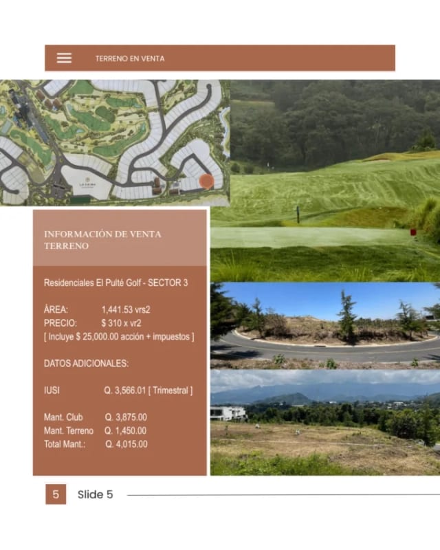 Terreno en Venta | El Pulté Golf – Sector 3, Lote T6, Zona 16 — Terreno en Venta en El Pulté Golf, Zona 16, Guatemala, Ciudad — foto 4 de 12